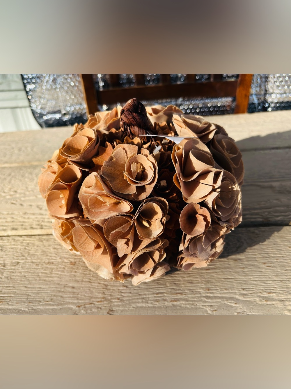 Hobby Lobby Curled Wood Shaving Rosette Pumpkin.